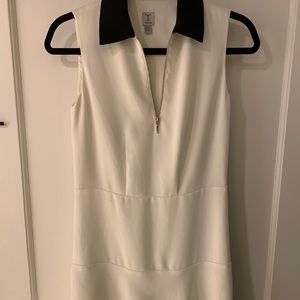 Tristan White dress with black collar